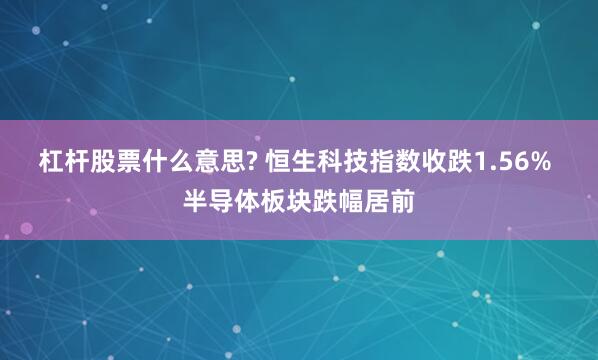 杠杆股票什么意思? 恒生科技指数收跌1.56% 半导体板块跌幅居前