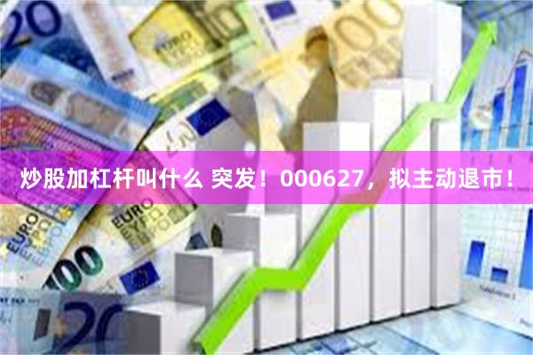 炒股加杠杆叫什么 突发！000627，拟主动退市！