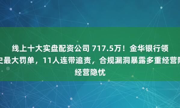 线上十大实盘配资公司 717.5万！金华银行领行史最大罚单，11人连带追责，合规漏洞暴露多重经营隐忧