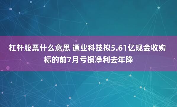 杠杆股票什么意思 通业科技拟5.61亿现金收购 标的前7月亏损净利去年降